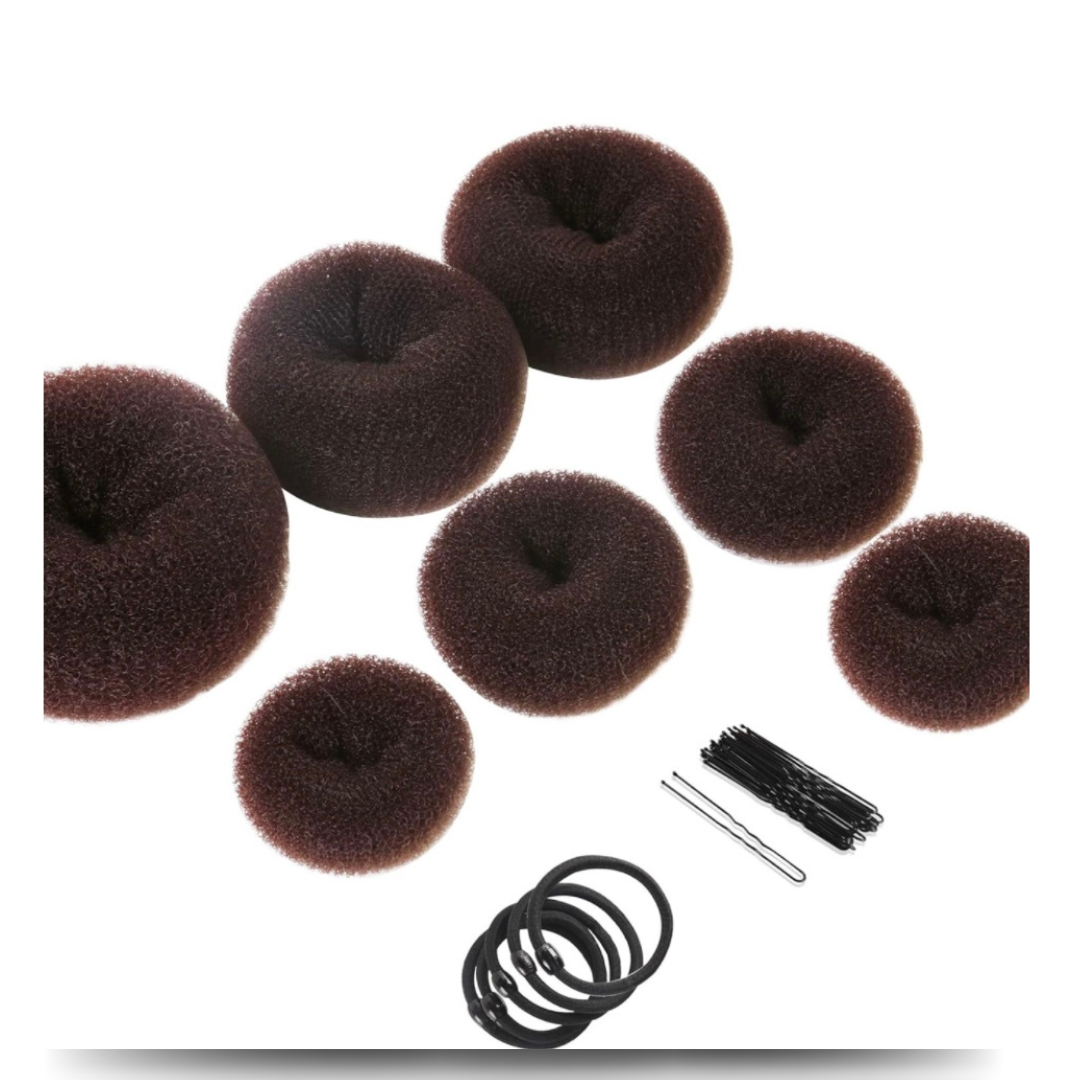 Donut Hair Bun Maker Set - Dark Brown